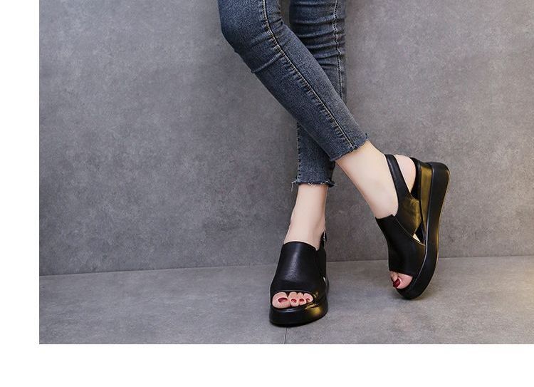 Peep-Toe Slingback Wedge-Heel Sandals Platform