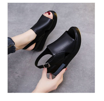 Peep-Toe Slingback Wedge-Heel Sandals Platform