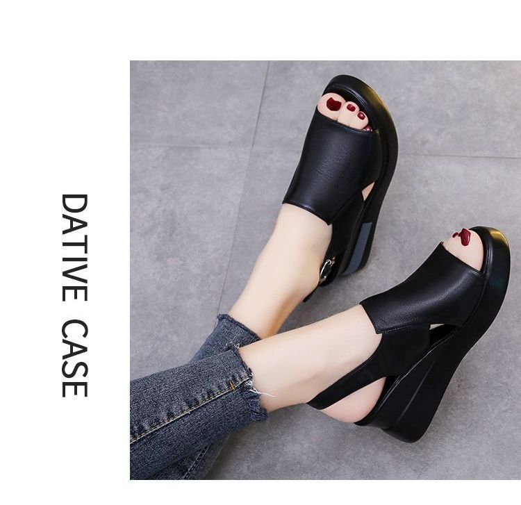 Peep-Toe Slingback Wedge-Heel Sandals Platform