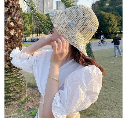 Floral Woven Sun Hat