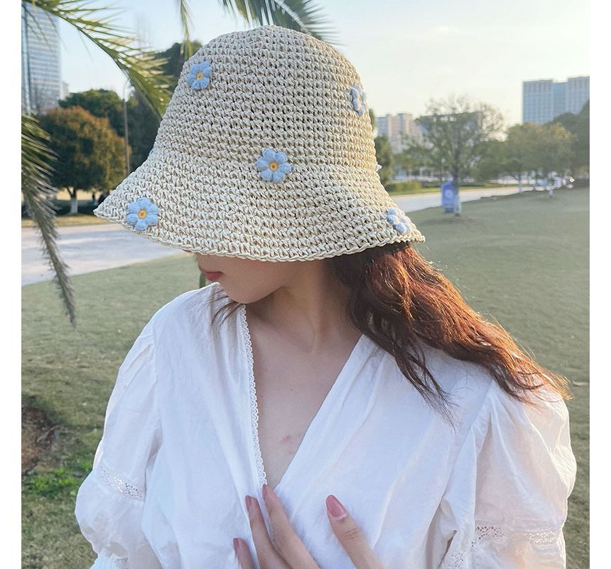 Floral Woven Sun Hat