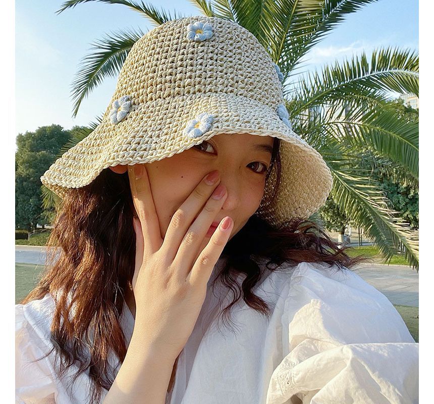 Floral Woven Sun Hat