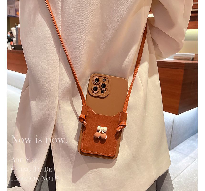 Bow Card Holder Crossbody Strap Phone Case