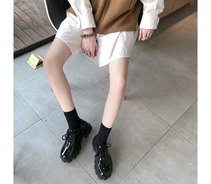 Platform Lace-Up Patent Shoes