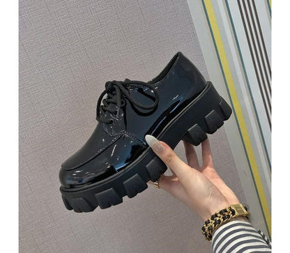 Platform Lace-Up Patent Shoes