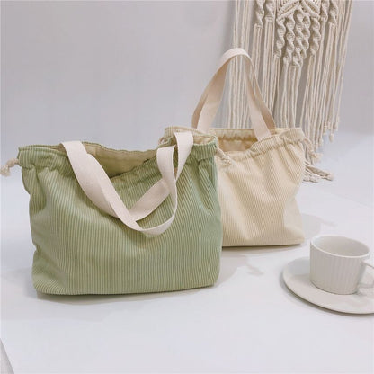 Ribbed Drawstring Lunch Bag