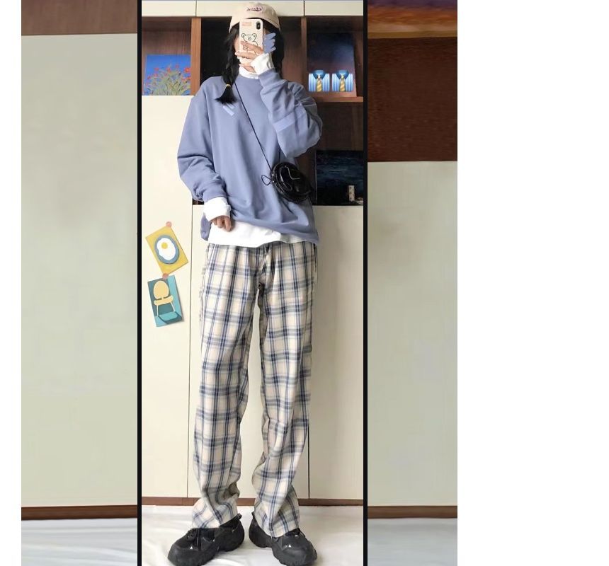 Plaid Wide Leg Pants (Various Designs)