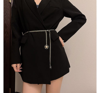 Chain Belt Pearl Floral Faux