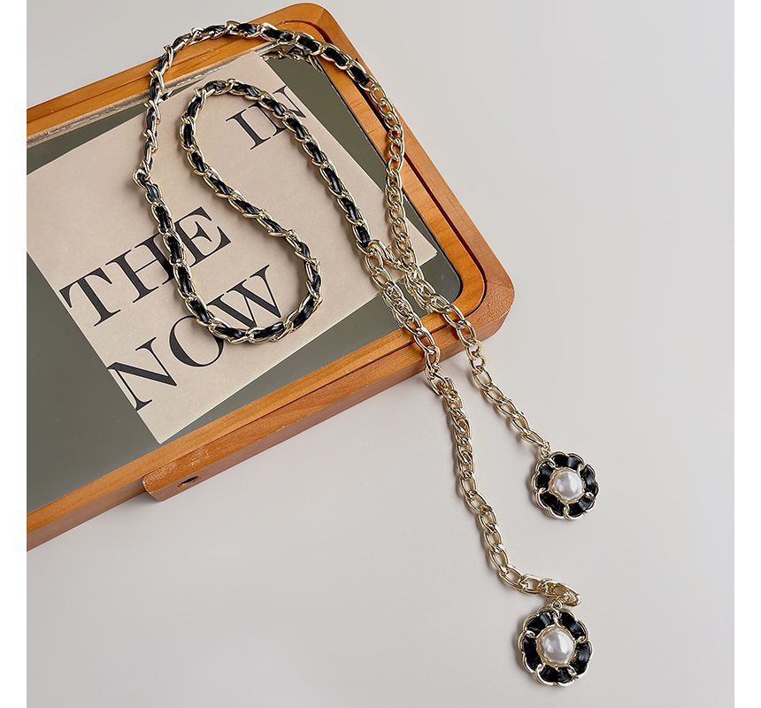 Chain Belt Pearl Floral Faux