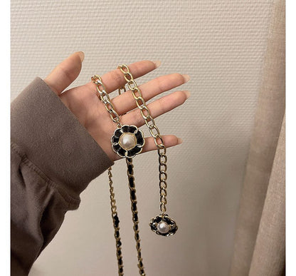 Chain Belt Pearl Floral Faux