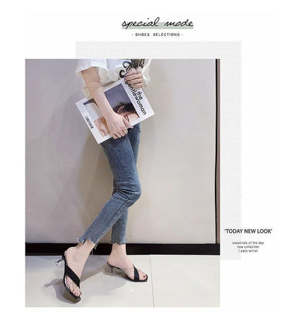 PVC Slide Panel Chunky-Heel Sandals