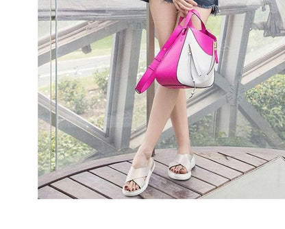 Platform Slide Sandals Crisscross