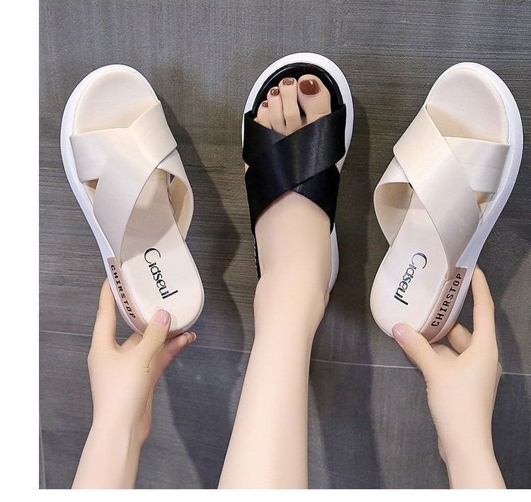 Platform Slide Sandals Crisscross