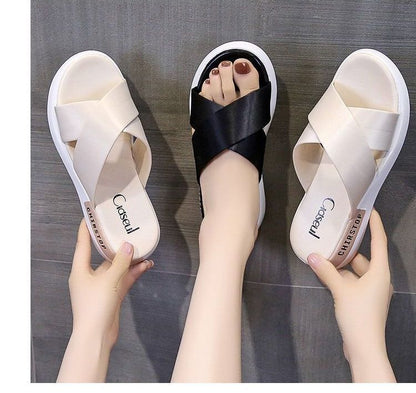 Platform Slide Sandals Crisscross