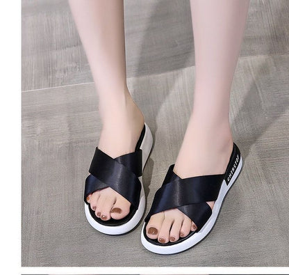 Platform Slide Sandals Crisscross