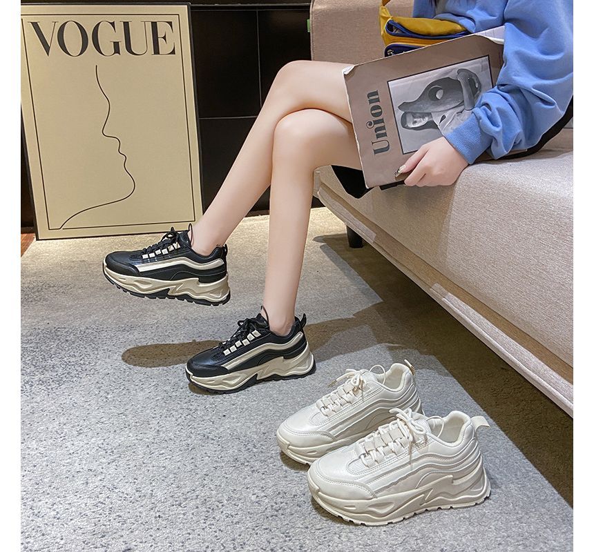 Athletic Platform Sneakers Two-Tone