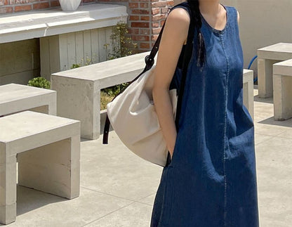 Sleeveless Denim Midi Dress