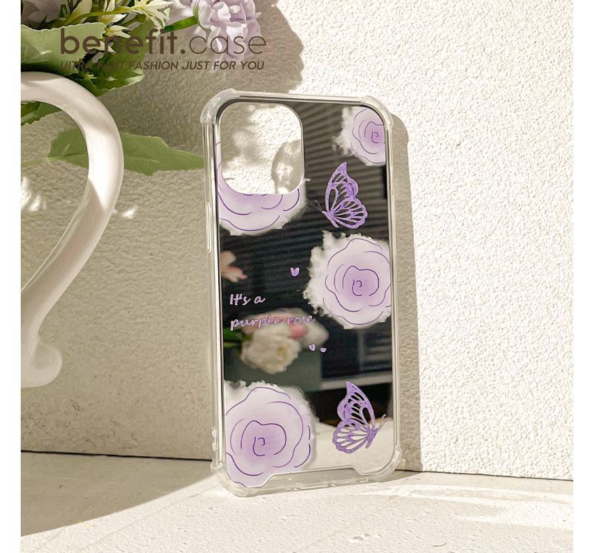 Flower Case Phone Butterfly Mirrored