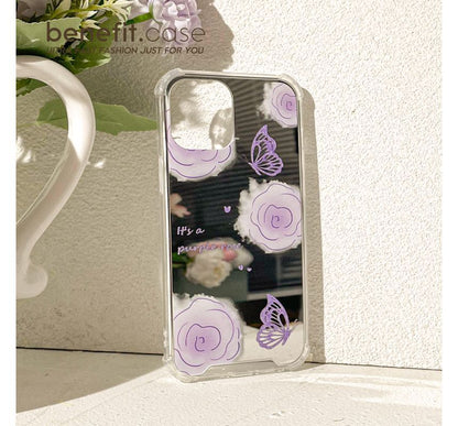 Flower Case Phone Butterfly Mirrored
