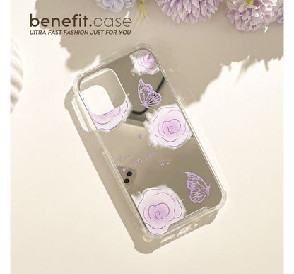 Flower Case Phone Butterfly Mirrored