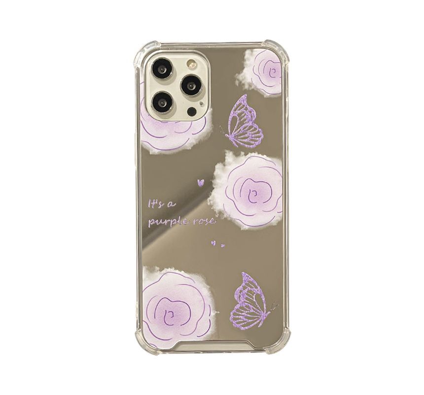 Flower Case Phone Butterfly Mirrored