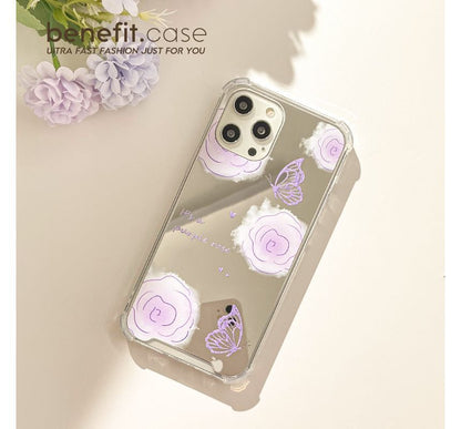 Flower Case Phone Butterfly Mirrored