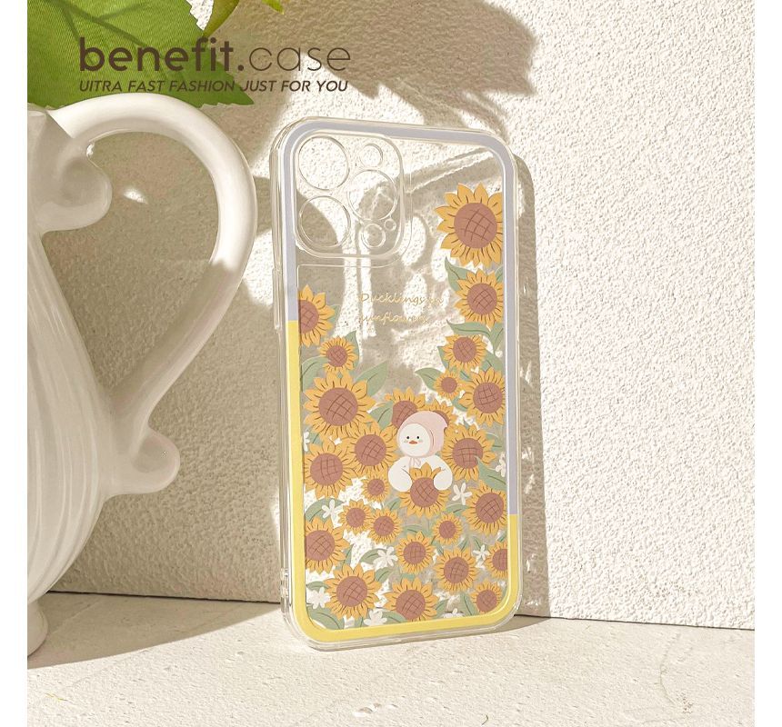 Transparent Sunflower Phone Case Duck