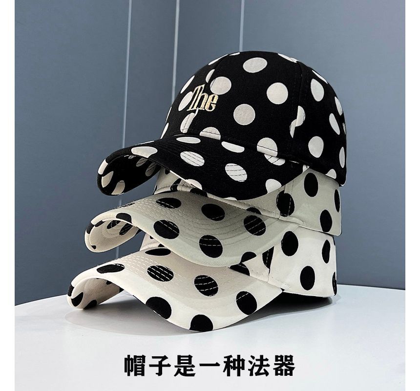 Dot Cap Lettering Polka Embroidered Baseball