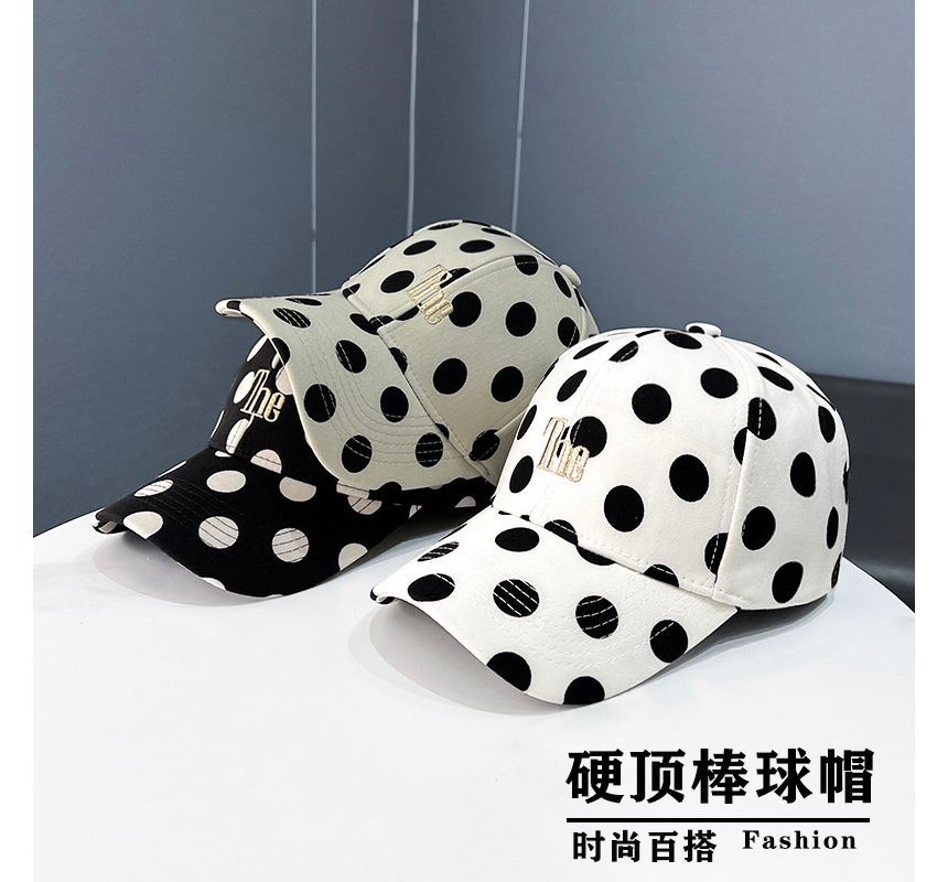 Dot Cap Lettering Polka Embroidered Baseball