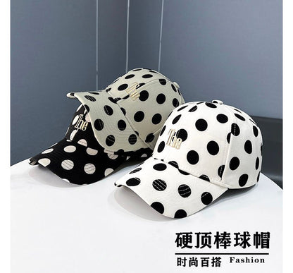 Dot Cap Lettering Polka Embroidered Baseball
