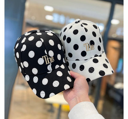 Dot Cap Lettering Polka Embroidered Baseball