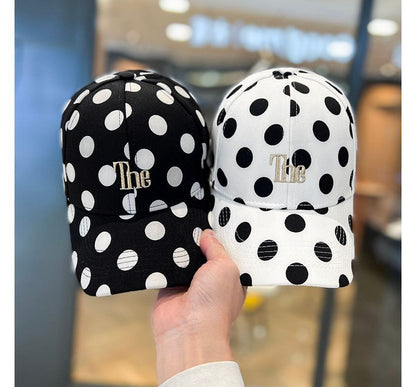 Dot Cap Lettering Polka Embroidered Baseball