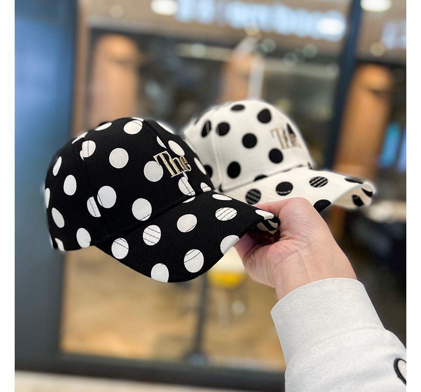Dot Cap Lettering Polka Embroidered Baseball