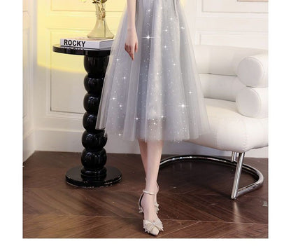 Dress Maxi Prom Shoulder Cold Sequin