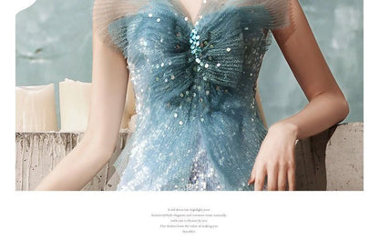 Strapless Sequin Mermaid Evening Gown