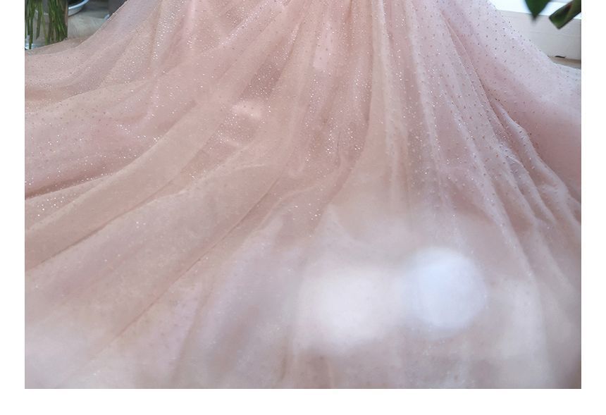 Puff-Sleeve Dress A-Line Dotted Prom