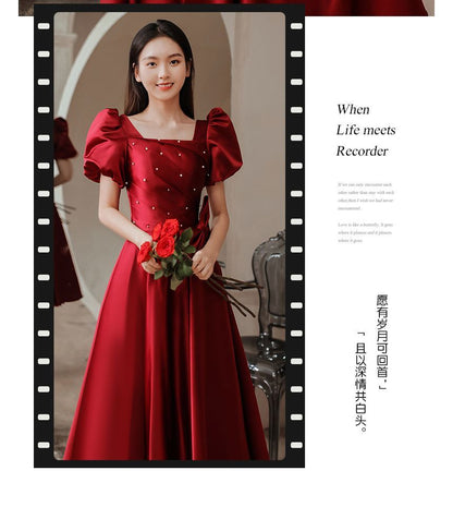 A-Line Puff-Sleeve (Various Embellished Dress Bow Prom Designs)