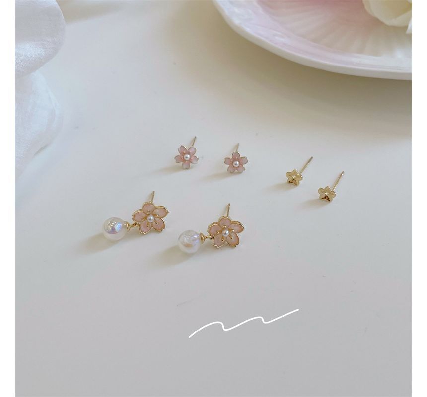 Alloy designs) Sakura 3 Pair Set: (various Earring