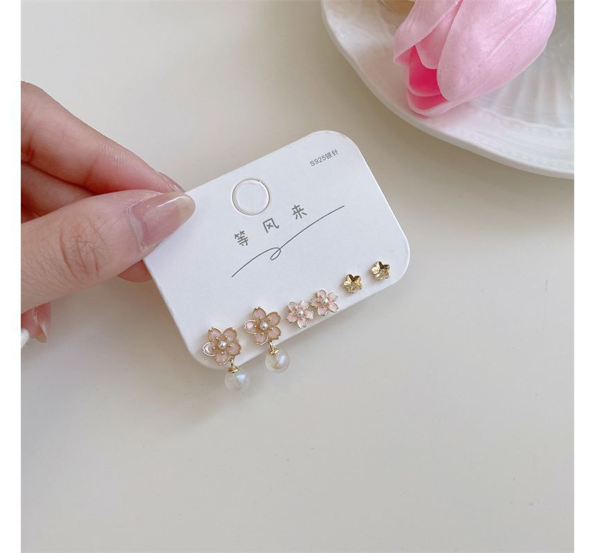 Alloy designs) Sakura 3 Pair Set: (various Earring