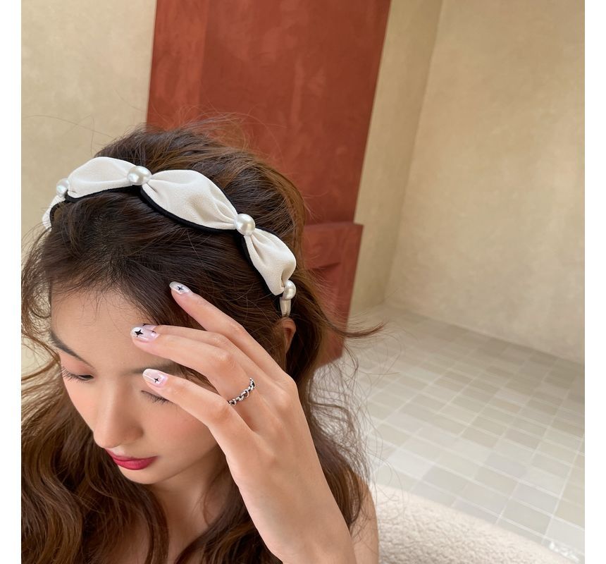 Faux Pearl Fabric Headband