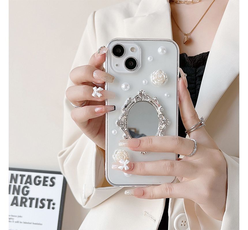 Mirrored Faux Pearl Phone Case