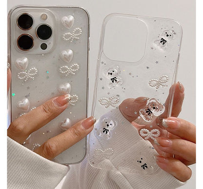 Transparent Bow Case / Heart Bear Phone