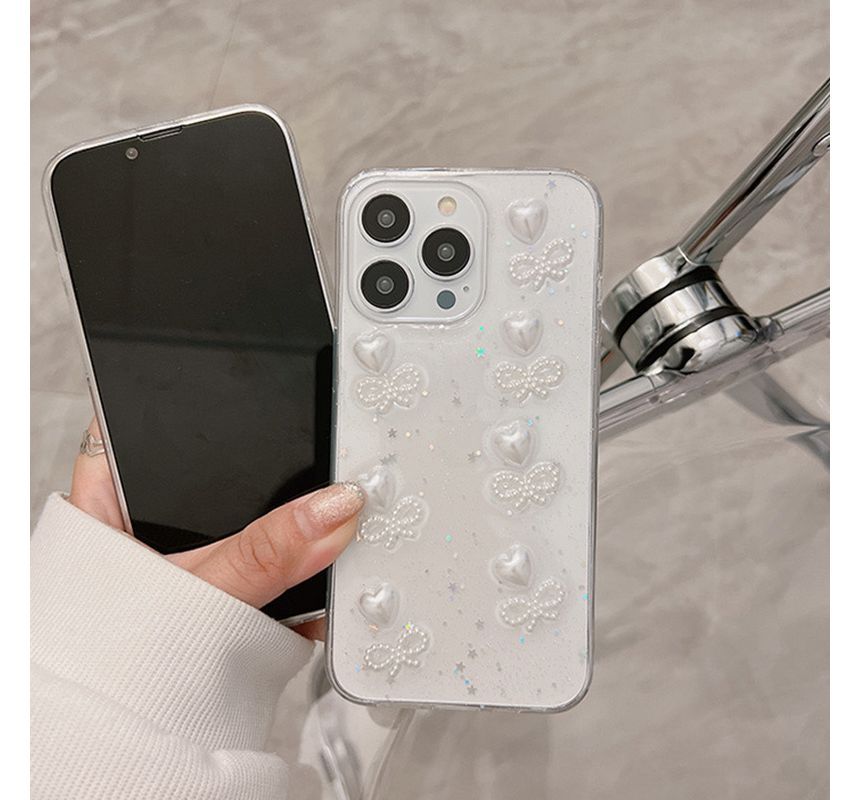 Transparent Bow Case / Heart Bear Phone