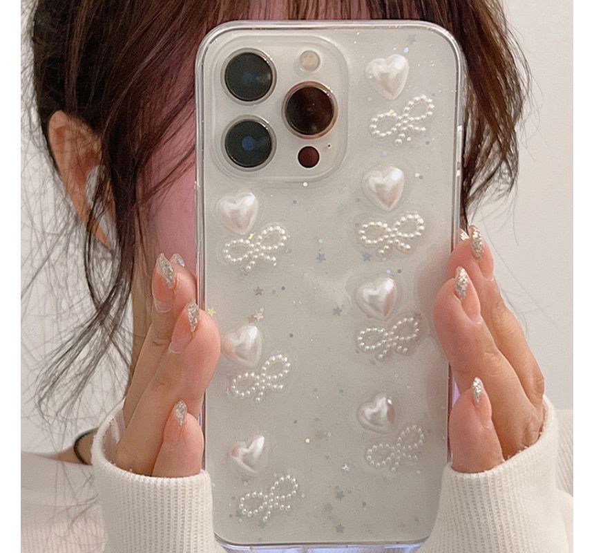 Transparent Bow Case / Heart Bear Phone