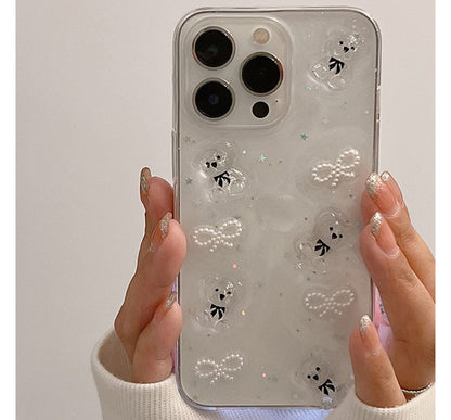 Transparent Bow Case / Heart Bear Phone