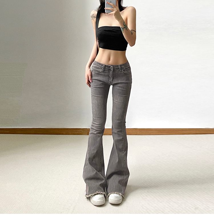 Flared Low Jeans Rise Distressed