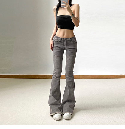 Flared Low Jeans Rise Distressed