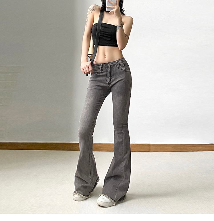 Flared Low Jeans Rise Distressed