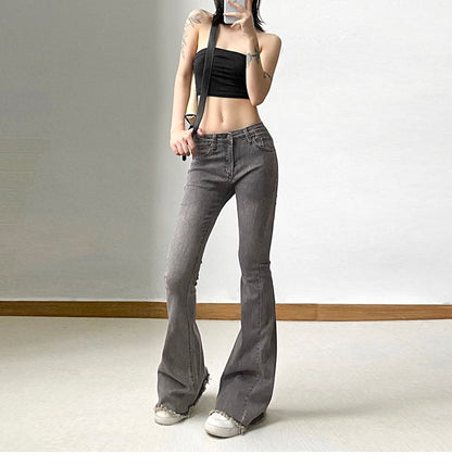 Flared Low Jeans Rise Distressed