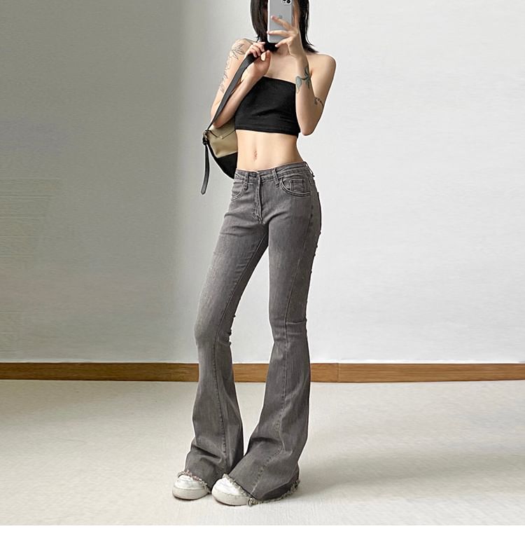 Flared Low Jeans Rise Distressed